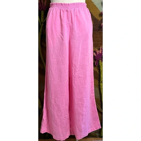 Anthropologie Smocked Linen Pants M - Picture 1 of 12